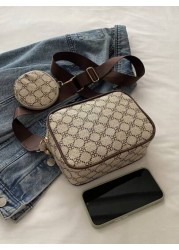 Mini Square Bag Geometric Pattern With Coin Purse PU For Daily Life