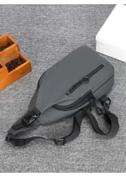 Sling Bag For Men Crossbody Bag USB PU Leather Shoulder Bag Chest Bag For Daily Use Waterproof Lightweight One Strap Backpack