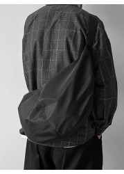 1pc Black Solid Color Nylon Cloth Water Proof Crescent Shaped Shoulder Bag With Large Capacity And Zipper Suitable For Men s Daily Commuting Traveling And School College Bag Purse Holiday Storage Bag