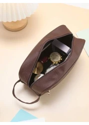 Men Waterproof Travel Toiletries Storage Bag PVC Lychee Pattern Cosmetic Bag Portable Makeup Organizer Male Zipper Handbags
