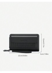 gorchis New Crocodile Pattern Clutch Bag Multi Card Slots Double Zipper Multifunctional Handheld Wallet Long Purse Phone Bag Business Casual Black Clutch Summer Dad Freshman For Books Travel Winter Ho