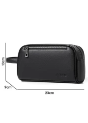 Portable Washing Toiletry Bag Men s Handbag For Sports Small Black Clutch Bag With Zipper And Litchi Pattern Wash Bag Toiletry Bag Outdoor Work And School Essentials Present Valentines Gifts Black Bag