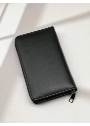 New Waxed Leather Long Zip Clutch Bag Spacious Casual Fashion Gifts Fall Christmas Scream Men Bag Wallet Hand Bag Men Zipper Bag Fashionable Casual Thanksgiving Travel Winter Purse Holiday Wash Bag Ol