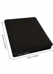 1pc DIY Zippered PU Leather Business Padfolio Notebook With Letter Size Clipboard A4 Portfolio Binder Organizer Folder Interview Resume Document Organizer With Sleeve Holder Black A Great Partner For