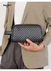 saroxi Men s Large Capacity Fashion Casual Outdoor Travel Hand Wrist Pouch Big Storage Portable High End Simple And Stylish Suitable For Office Gift For Young People Students Men Bag Gifts For Men Chr