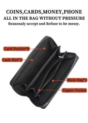 HOVI S Fashionable Minimalist Business Men s Clutch Bag Double Zipper Large Capacity Multi Card Slots Wrist Pouch Suitable As Gift On Holidays And Anniversary Vacation Gifts Travel Christmas Purse Tha