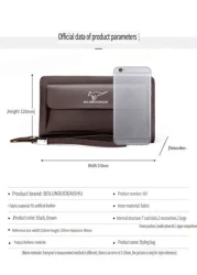 Leather Men s Clutch Wallet Men s Business Password Lock Wallet Anti Theft Clutch Wallet With Phone Stand Handbag Travel Bag Coffee Color