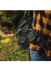 Green Lion Porto Wireless Speaker, 8W Output Power, Bluetooth 5.2, 120 Hz&ndash;18 kHz Frequency Range, IPX6 Waterproof, RGB Light, 1200mAh Battery, 6-7 Hours Playtime, Type-C Charging, Black

