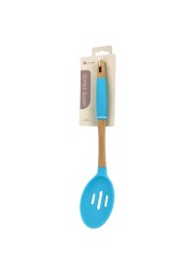 Home Pro Silicone Head Slotted Spoon Blue And Beige