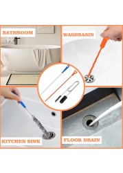 3-Piece Drain Cleaning Kit &ndash; Includes a 155cm Dual-Sided Pipe Cleaning Brush, 45cm Sink Unclogging Brush, and 50cm Hair Removal Tool for Showers, Bathrooms, and Kitchen Drains