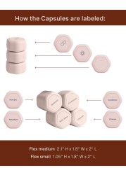 CadenceTravel Containers Daily Routine Capsule Set Magnetic Travel Capsules For Shampoo Conditioner Body Wash Pills and More 4 Flex Mediums 132oz 3 Flex Smalls 056oz Petal