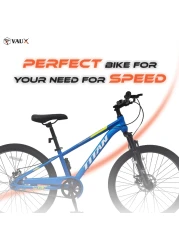 Vaux Titan 26&rdquo; Mountain Bike &ndash; Steel Frame, Front Suspension Fork with Lock, Double Wall Alloy Rims, Front &amp; Rear Disc Brakes, Threadless Headset, Quick Release Seat Post &ndash; MTB Bicycle