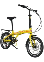 Vego Fold Folding Bike 6 Speed 16 Inch, Yellow