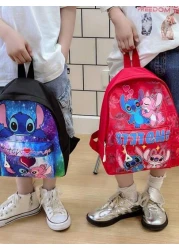 Disney حقيبة ظهر ديزني واحدة، حقيبة طالب ستيتش، حقيبة تخزين بنمط كرتوني خفيفة الوزن، حقيبة ظهر صغيرة بسوستة إغلا