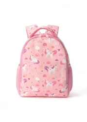 حقيبة ظهر وردي قوقازي جذابة للأطفال واحدة، حقيبة ظهر كرتونية مضحكة ومقاومة للماء، تناسب السفر اليومي والمدرس