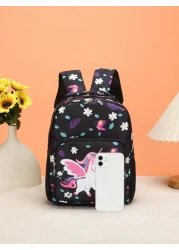 1pc Fashionable Cute Cartoon Unicorn Butterfly Print Backpack Random Print Placement