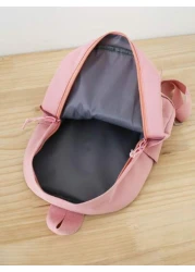 حقيبة ظهر عملية زغبي تصميم رسوم كارتون أرنب و مزخرف برقعة عبارة سستة لطيفة بنات