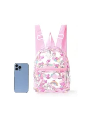 1 Pc Waterproof Pink Unicorn Cute Children s Backpack Girl s Rainbow Love Graffiti Adjustable Shoulder Strap School Bag Outing And Outing Backpack With Front Pocket Storage Suitable For Daily Commutin
