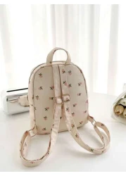 Floral Print Backpack Lightweight Allover Floral Graphic Curved Top Backpack School Bag College Style Fashion Zipper Student Girls Backpack New Back To School Backpack Butterfly Pattern Classic Backpa