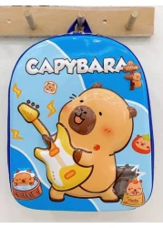 1 Pc New Boys And Girls Cartoon Capybara Print Pvc Nylon Backpack Adjustable Straps Zipper Closure Cute Casual Bag For School Outdoor Activities Travel And Friends Gift