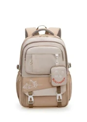 Cartoon Print Backpack For Female High School College Students Travel Bag Weight Reducing