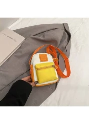 1pc New Contrast Color Shoulder Bag Sporty Casual Nylon Water Resistant Crossbody Bag