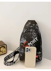 1PC Children s Black And Red Fashionable Small Shoulder Bag Children s Chest Bag For Summer Vacation And Travel Suitable For Travel Shopping Travel And Daily Life Ideal Gift For Children