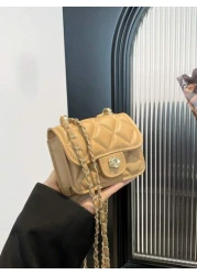 1pc Versatile Stylish Retro Crossbody Small Square Bag Mini Bag Fashion Chain Shoulder Crossbody Bag Popular New Texture Rhinestone Chain Lipstick Shoulder Crossbody Small Bag