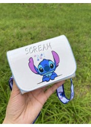 Disney قطعة واحدة حقيبة كتف وعبر الجسم للأطفال لحمل الوجبات الخفيفة، بتصميم الشخصية الكرتونية ستيتش الكيوت والأ