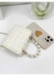 حقيبة يد لطيفة وعصرية من نسيج اللؤلؤ ومحفظة عملات معدنية وحقيبة كروس بودي وحقيبة نزهة وحقيبة مربعة صغيرة