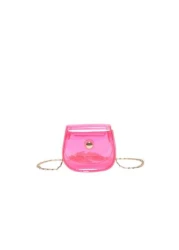 حقيبة كروسبودي صغيرة بسلسلة بلاستيكية مصبوغة بألوان الحلوى للفتيات 1قطعة، مناسبة للاستخدام اليومي