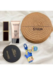 1Pc 12CM Brown Small Round Bag Beach Essentials Summer Essentials Women Bags For Vacation Holiday Wicker Bag Beach Purse Perfect For Summer Vacation Daily Use Travel Must Haves