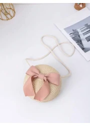 Children s Woven Straw Crossbody Bag For Beach
