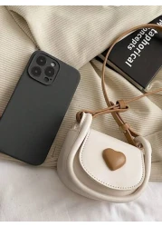 Mini Fashion Diagonal Crossbody Bag Minimalist Heart Shaped Saddle Bag