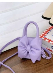 1pc Mini Pu Magnet Closure Fashion Sweet Western Bow Handbag Niche Design Out To Play Shoulder Messenger Bag Korean Highly Attractive Bag Adjustable Shoulder Strap Suitable For Going Out School Commut