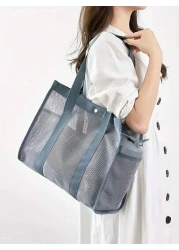 حقيبة كتف شبكية جديدة موضة برباط، حقيبة سفر مثقبة للتنظيم والأغراض اليومية والرياضة والسباحة