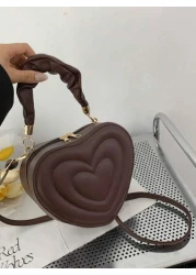 زجانة حمل صغيرة على شكل قلب عالية الجودة للبنات ، بطراز أنيق وحلو ، حقيبة حمل يدوية أو على الكتف ، بطراز كوليجي