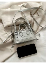 1pc Plain PU Leather Stone Texture Handbag Fashion Versatile Shoulder Crossbody Bag Suitable For Everyday Use