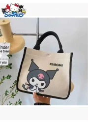 Sanrio Hello Kitty Canvas Kids Tote Bag Lightweight Cute Multifunctional Girl s Handbag With Cosmetic Bag Available In Red Green And Black