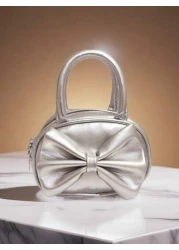 Kids Bowknot Handbag Fashion New Girls Shoulder Bag Holiday Gift Princess Mini Purse Coin Pouch Minimalist Small Round Bag