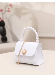 Pearl Decor Handbag Animal Print Shoulder Crossbody Lip Gloss Bag For Coins Keys