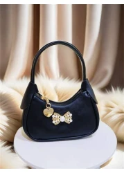 حقيبة يد للفتيات مزينة بالفصوص والخرز بشكل فيونكة، حقيبة أطفال صغيرة جديدة موضة خريف/شتاء بطراز أميري، محفظة