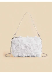 New Pearl Flower Decor Evening Clutch Handbag Shoulder Cross Body Bag For Formal Dresses