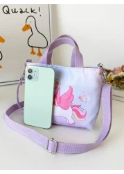 حقيبة كروسبودي لطيفة مطبوع عليها وحيد القرن للأطفال مناسبة لاستخدام اليومي