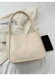 حقيبة سيدة كاجوال متطابقة مع كل الملابس, من جلد PU باللون الأحادي والحياكة، سعة كبيرة، حقيبة يد، حقيبة كتف، حقي