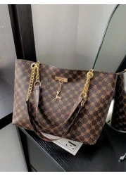 Fashion Metallic Deer Hanging Ornament High Capacity Chain Shoulder Bag Crossbody Bag Handheld Bag Featuring Rhinestone Flower Vintage Floral Pattern Casual Tote Suitable For Office Commuting Outdoors