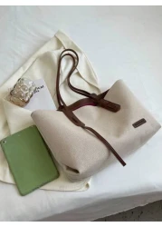 Large Capacity Foldable Shoulder Strap Tote Bag Suitable For Women Shopping Work Commute Outing Business Events Gift For Mom New In Fall Winter Larrge Capacity Shoulder Tote Bag