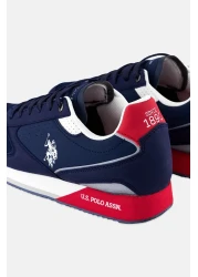 U.S. Polo Assn. حذاء كاجوال رجالي من الجلد المدبوغ الصديق للبيئة برباط، أزرق داكن