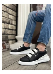 BOA Ba0329 3 خطوط سوداء وبيضاء مفصلة سميكة الوحيدة أحذية رجالية عادية