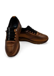 CACTUS BOUTİQUE أحذية رياضية مريحة لتقويم العظام من الجلد الطبيعي للرجال من الداخل والخارج، أحذية رياضية كاجوال بلون أسمر